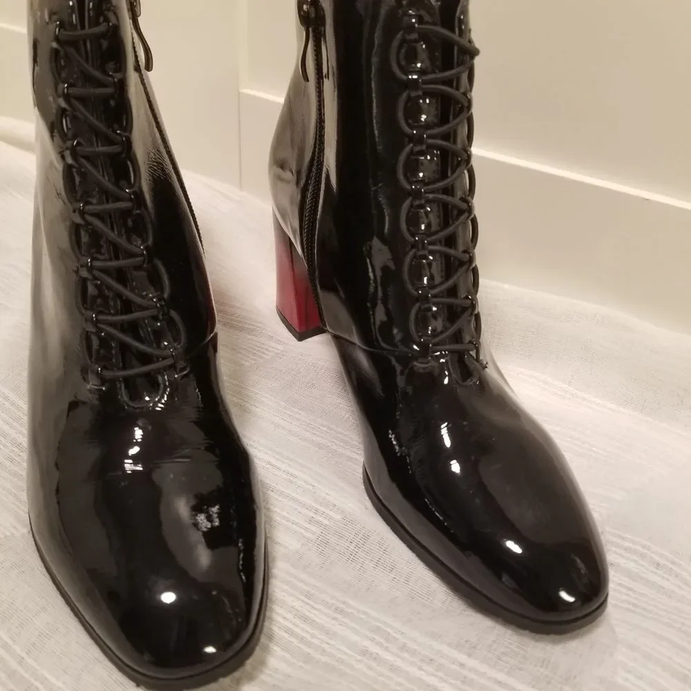 Azura Felisha Bootie Glossy Black Patent Leather Women's 39 - Picture 4 of 9